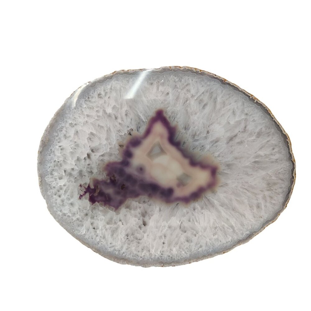 Polished Amethyst Geode Slice Tray Coaster, Rock, Purple Crystal, Brazil Boho